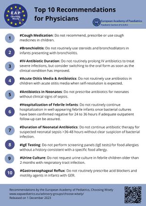 Soubor 10 hlavních doporučení EAP (European Academy of Paediatrics)